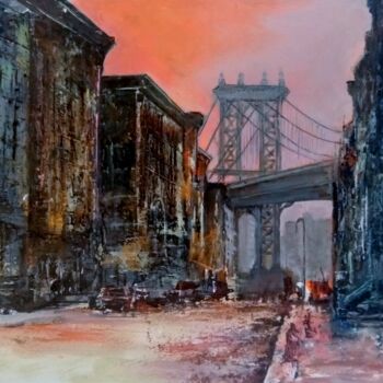 Malerei mit dem Titel "New York-1930s" von Tomás Castaño, Original-Kunstwerk, Öl