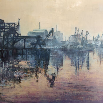 Pintura titulada "Bilbao industrial-…" por Tomás Castaño, Obra de arte original, Oleo