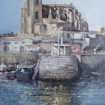 Painting titled "Castro Urdiales" by Tomás Castaño, Original Artwork, Oil