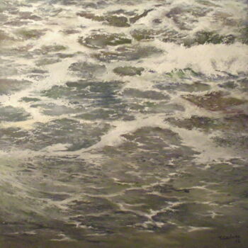 Schilderij getiteld "mar en movimiento 2" door Tomás Castaño, Origineel Kunstwerk, Olie