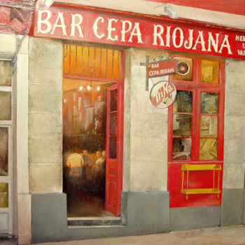 Painting titled "Bar Cepa Riojana" by Tomás Castaño, Original Artwork, Oil