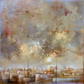 Pintura intitulada "Cielo de tormenta" por Tomás Castaño, Obras de arte originais, Óleo