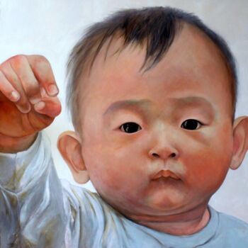 Pintura titulada "Taiwanese Baby" por Tomás Castaño, Obra de arte original, Oleo