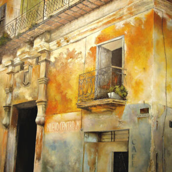 Painting titled "Edificio colonial e…" by Tomás Castaño, Original Artwork, Oil