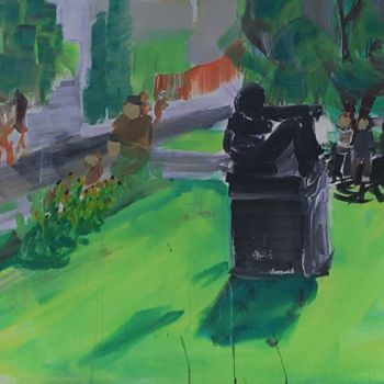 Painting titled "A Day in the Park" by Tomas Mudra, Original Artwork, Acrylic Mounted on Wood Stretcher frame