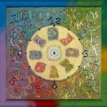 Peinture intitulée "First Alphabet" par Tomasz, Œuvre d'art originale, Huile