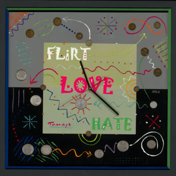 Malerei mit dem Titel "Flirt, Love and Hate" von Tomasz, Original-Kunstwerk, Acryl