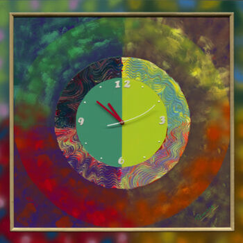 Painting titled "Green Clock" by Tomasz, Original Artwork, Acrylic