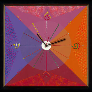 Peinture intitulée "Geometric clock" par Tomasz, Œuvre d'art originale, Acrylique