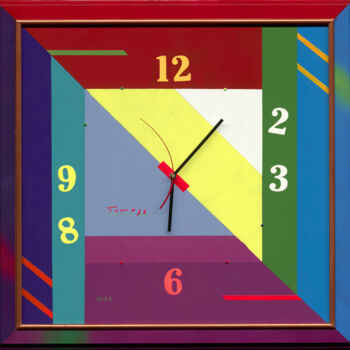 Malerei mit dem Titel "2023 Geometric clock" von Tomasz, Original-Kunstwerk, Acryl
