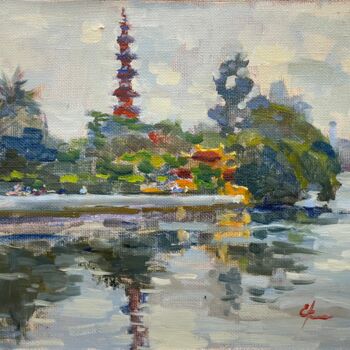 Painting titled "Tran Quoc Pagoda: B…" by Tomileka, Original Artwork, Oil