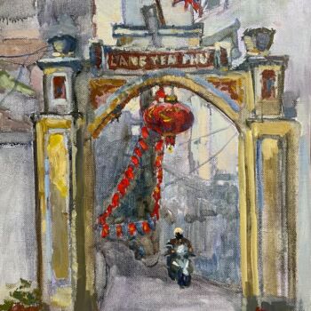 绘画 标题为“Gates of Làng Yên P…” 由Tomileka, 原创艺术品, 油