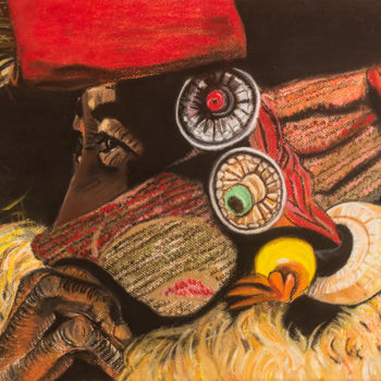 Desenho intitulada "Kham, terre des gue…" por Maryse Renault, Obras de arte originais, Pastel