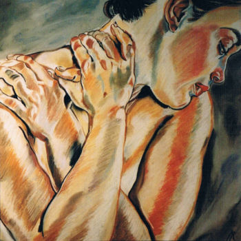 Tekening getiteld "La Grâce" door Maryse Renault, Origineel Kunstwerk, Pastel