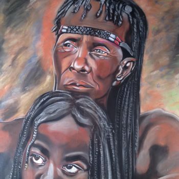 Dessin intitulée "Afrique de père en…" par Maryse Renault, Œuvre d'art originale, Pastel