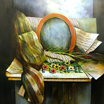 Pittura intitolato "Un pianoforte ... l…" da Tommaso Maurizio Santoro, Opera d'arte originale