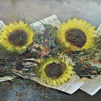 Pittura intitolato "Girasoli in una sta…" da Tommaso Maurizio Santoro, Opera d'arte originale