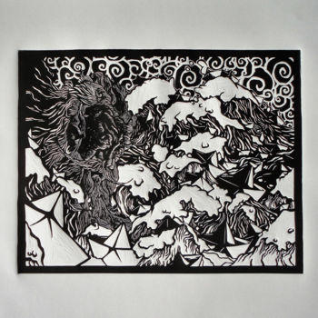 Incisioni, stampe intitolato "Colui che viaggiava…" da Mono_graff, Opera d'arte originale, Incisioni su linoleum