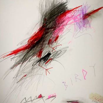 Schilderij getiteld "BIRDY" door Tom Sipas, Origineel Kunstwerk, Grafiet