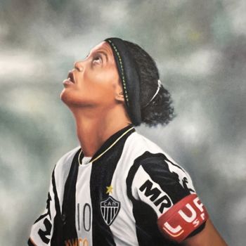 Schilderij getiteld "Ronaldinho Gaúcho" door Everton Tolentino, Origineel Kunstwerk, Olie