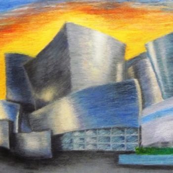 Painting titled "Frank Gehry LA" by Tom Vincenec, Original Artwork, Pastel