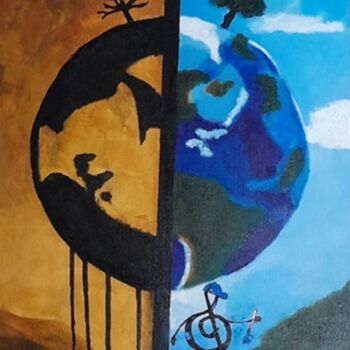 Ζωγραφική με τίτλο "Salve o Planeta" από Ton Coutinho, Αυθεντικά έργα τέχνης, Ακρυλικό