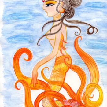 Σχέδιο με τίτλο "the mermaid is koi" από Toni Barca, Αυθεντικά έργα τέχνης, Άλλος