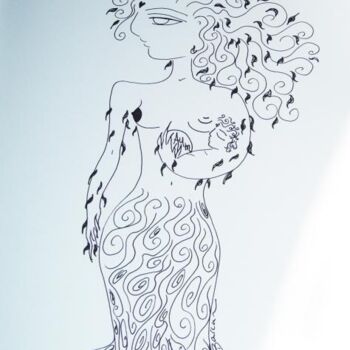 Drawing titled "Mother AUM" by Toni Barca, Original Artwork