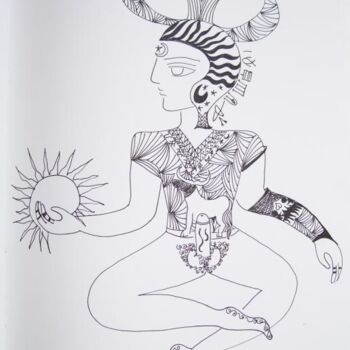 Drawing titled "Harappan Priest" by Toni Barca, Original Artwork