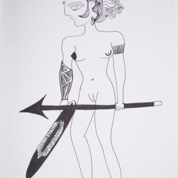 Dibujo titulada "Diana at the Hunt" por Toni Barca, Obra de arte original