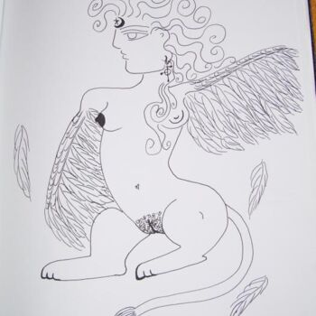 Dibujo titulada "Lilith Sphinx" por Toni Barca, Obra de arte original