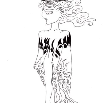 Dessin intitulée "phoenix-woman050.jpg" par Toni Barca, Œuvre d'art originale