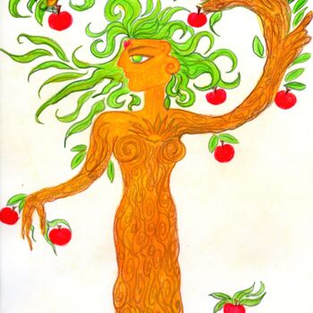 Dessin intitulée "APPLE TREE" par Toni Barca, Œuvre d'art originale, Autre