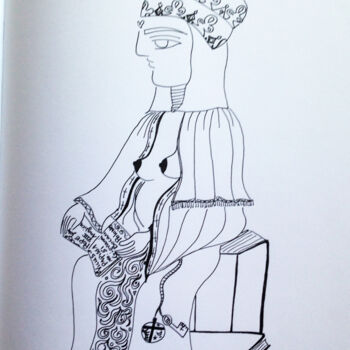 Zeichnungen mit dem Titel "LA PAPESSE JOAN" von Toni Barca, Original-Kunstwerk