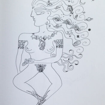 Disegno intitolato "The Mermaid Has Feet" da Toni Barca, Opera d'arte originale