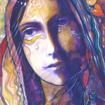 Pittura intitolato "Madonna delle Lacri…" da Toni Carmine Salerno, Opera d'arte originale, Acquarello