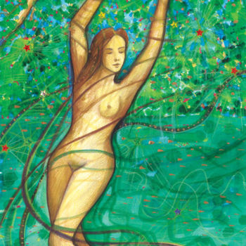 Peinture intitulée "Dancing With Nature" par Toni Carmine Salerno, Œuvre d'art originale, Aquarelle