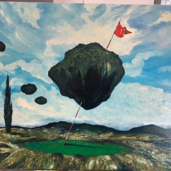 Painting titled "Ölgemälde Golfmotiv" by Gerhard Knoll, Original Artwork, Oil