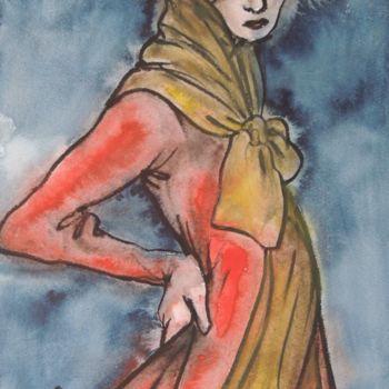 Schilderij getiteld "a woman" door Tonia R.Alvarez, Origineel Kunstwerk, Aquarel