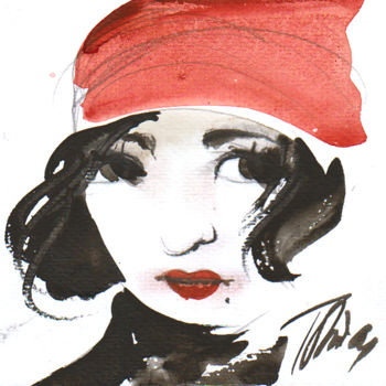 Zeichnungen mit dem Titel "a girl IV" von Tonia R.Alvarez, Original-Kunstwerk, Aquarell