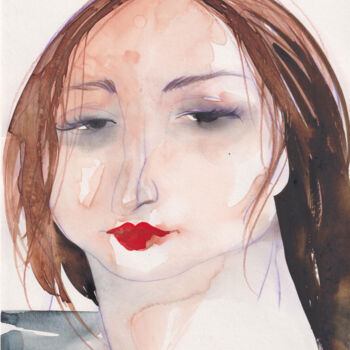 Zeichnungen mit dem Titel "a girl X" von Tonia R.Alvarez, Original-Kunstwerk, Aquarell