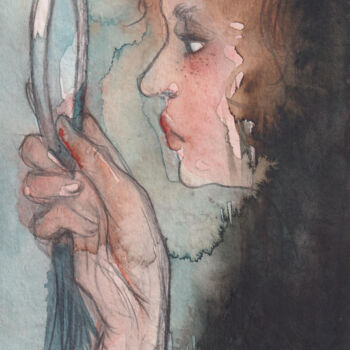 Pintura intitulada "espejo, espejito" por Tonia R.Alvarez, Obras de arte originais, Aquarela