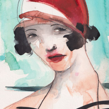 Картина под названием "Red Lili" - Tonia R.Alvarez, Подлинное произведение искусства, Акварель