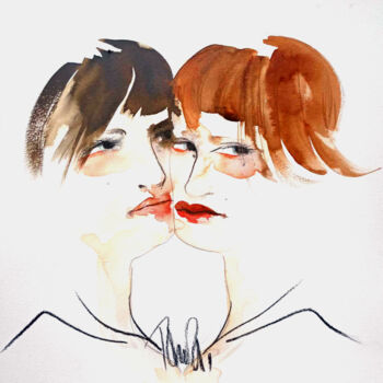 Malerei mit dem Titel "Hermanas" von Tonia R.Alvarez, Original-Kunstwerk, Aquarell