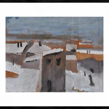 Peinture intitulée "Snow on roofs / Nev…" par Tonino Gottarelli, Œuvre d'art originale, Acrylique