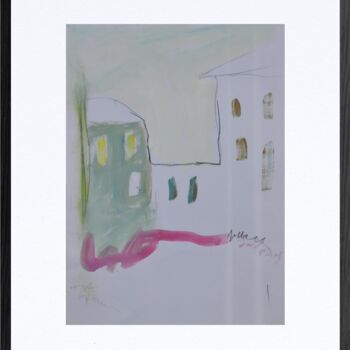 Disegno intitolato "Case in trasparenza" da Tonino Gottarelli, Opera d'arte originale, Matite colorate