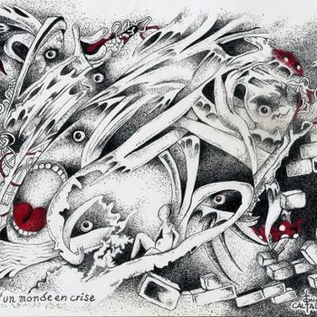 Desenho intitulada "BRIBES D'UN MONDE E…" por Tonio Caltabiano, Obras de arte originais, Canetac de aerossol