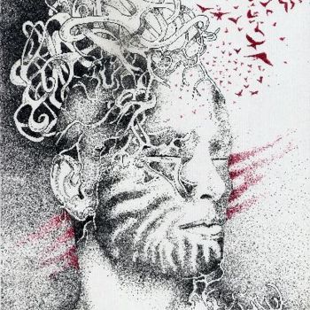 Desenho intitulada "REVE ETRANGE ET PEN…" por Tonio Caltabiano, Obras de arte originais, Canetac de aerossol