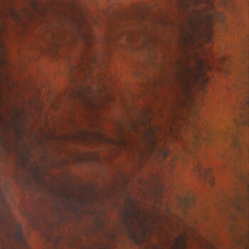 Painting titled "autoportrait" by Antonio Brusadelli, Original Artwork, Oil Mounted on Wood Panel