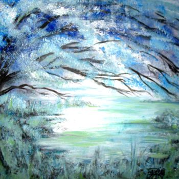 Peinture intitulée "Arbre bleu" par Tonio Klay, Œuvre d'art originale, Huile